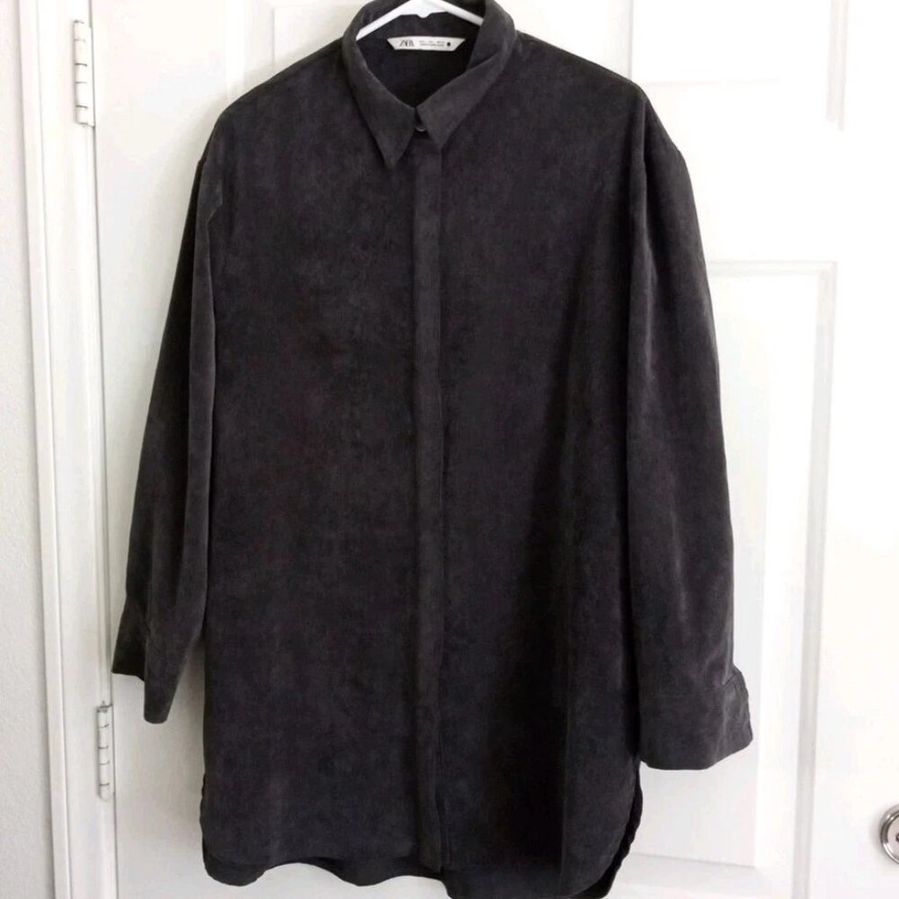 Zara Dark Gray Button Down Shirt - image 1